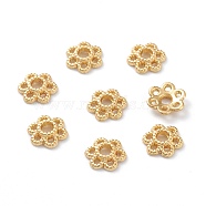 Alloy Bead Caps, Long-Lasting Plated, 6-Petal Flower, Real 18K Gold Plated, 6x1.5mm, Hole: 1.6mm(X-PALLOY-A067-02G)