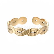 304 Stainless Steel Twist Wrap Open Cuff Ring for Women, Golden, US Size 7 1/4(17.5mm)(RJEW-T023-07G)