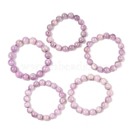 Natural Kunzite Stretch Beaded Bracelets, Round, 2 inch~2-1/8 inch(5.2~5.3cm), Bead: 11~13mm(BJEW-G630-A01)