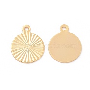 Brass Charms, Nickel Free, Real 18K Gold Plated, Flat Round, 12x9x0.5mm, Hole: 1mm(X-KK-R037-223G)