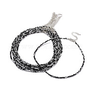 Faceted Rondelle Glass Beaded Necklace for Women, with Alloy Clasps, Black, 16.14 inch(41cm), 3mm(NJEW-M208-01D)