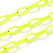 Spray Painted Brass Cable  Chains, with Spool, Unwelded, Yellow, 10x5x1mm, 32.8 Feet(10m)/roll(CHC-H103-02C)