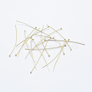 Brass Ball Head Pins, Long-Lasting Plated, Nickel Free, Real 18K Gold Plated, 45x0.6mm, 22 Gauge, Head: 1.8mm, 160pcs/bag(KK-G331-10-0.6x45-NF)