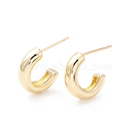 Chunky C-shape Stud Earrings, Half Hoop Earrings, Brass Open Hoop Earrings for Women, Real 18K Gold Plated, 15x19x4mm, Pin: 0.7mm(X-EJEW-A064-01G-RS)