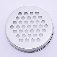 Aluminium Hollow Candle Lids, Candle Toppers, Flat Round with Honeycomb Pattern, Silver, 70x13mm, Inner Diameter: 66mm(AJEW-WH0126-32A)