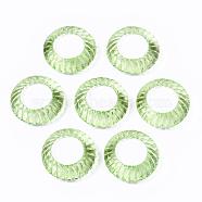Transparent Acrylic Finger Rings, Textured, Lime Green, US Size 6 3/4(17.1mm)(RJEW-T010-05D)