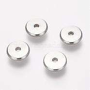304 Stainless Steel Spacer Beads, Flat Round, Stainless Steel Color, 10x2mm, Hole: 2mm(STAS-P118-08)