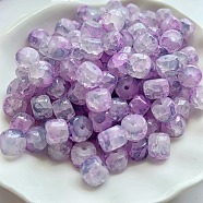 Transparent Crackle Glass Beads Strand, Column, Purple, 8x6mm, Hole: 1.6mm, about 20pcs/bag(GLAA-D012-01A)