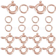 10Pcs 925 Sterling Silver Spring Ring Clasps, with 10Pcs Open Jump Rings, Rose Gold, 9x6x1.5mm, Hole: 3mm(STER-CN0001-22RG)