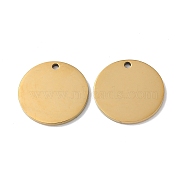 304 Stainless Steel Pendants, Stamping Blank Tag, Flat Round Charm, Real 18K Gold Plated, 19x1.3mm, Hole: 1.6mm(STAS-Q308-09N-G)