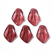 Spray Painted Glass Pendants, Petal, Indian Red, 24.5x16.5x5mm, Hole: 1.2mm(GLAA-N042-002-C02)