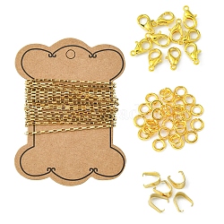 DIY Chain Bracelet Necklace Making Kit, Including 304 Stainless Steel Venetian Chains & Snap on Bails, Zinc Alloy Lobster Claw Clasps, Golden, Chain: 2M/set(DIY-FS0003-65)