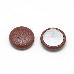 Imitation Leather Covered Cabochons, with Aluminum Bottom, Half Round/Dome, SaddleBrown, 15x5mm(WOVE-S084-06B)