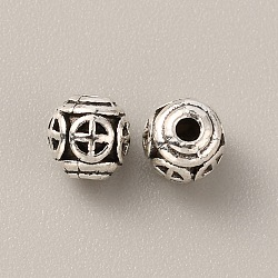 Tibetan Style Alloy Bead, Rondelle, Antique Silver, 6x6mm, Hole: 1.8mm, 100pcs/bag(FIND-WH0034-46AS-07)