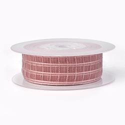 Polyester Ribbon, Tartan Ribbon, Pink, 1 inch(25mm), about 50yards/roll(45.72m/roll)(SRIB-L040-25mm-A231)
