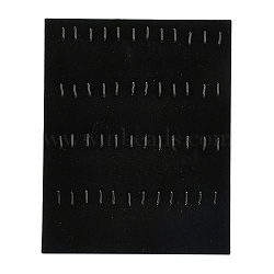 Wood Jewelry Pendant Display Planks, with Velvet, Rectangle, Black, 250x200x4mm(PDIS-N003-01)