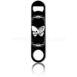 430 Stainless Steel Bottle Openers, Laser Cut, Rectangle, Butterfly, 178x40x2mm(AJEW-WH0259-040)