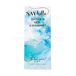 Thank You Sticker, Paper Self Adhesive Stickers, Rectangle with Word YOU HAVE BEEN EXPECTING ME OPEN ME, Deep Sky Blue, 15.5x6.3x0.01cm, 50 sheets/bag(DIY-B041-16A)