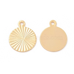 Brass Charms, Nickel Free, Real 18K Gold Plated, Flat Round, 12x9x0.5mm, Hole: 1mm(X-KK-R037-223G)