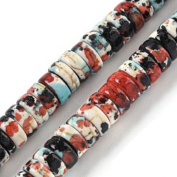 Baking Paint Synthetic Turquoise Beads Strands, with Enamel, Disc, Black, 6~6.5x2.5mm, Hole: 1~1.2mm, about 133~134pcs/strand, 14.57''(37cm)(G-H060-02B-08)