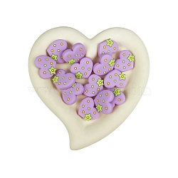 Heart Food Grade Eco-Friendly Silicone Beads, Chewing Beads For Teethers, DIY Nursing Necklaces Making, Lilac, 28x24mm(PW-WG51534-08)