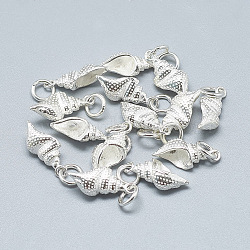 925 Sterling Silver Pendants, with Jump Ring, Conch Shell, Silver, 16x7x5mm, Hole: 4mm(STER-T002-66S)