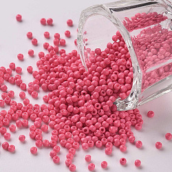 11/0 Grade A Baking Paint Glass Seed Beads, Round, Pink, 2.3x1.5mm, Hole: 1mm, about 5300pcs/50g(X-SEED-N001-A-1045)