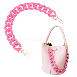 Acrylic Curban Chain Bag Straps, with Spring Gate Ring & Swivel Clasp, for Bag Replacement Accessories, Deep Pink, 46cm(FIND-WH0128-04)