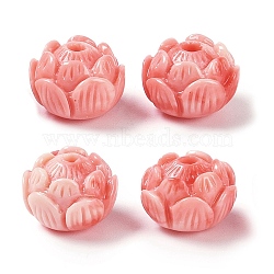 Synthetic Shell Dyed Carved Beads, Flower, Light Coral, 12x9mm, Hole: 1.8mm(SHEL-H005-20)