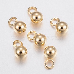 304 Stainless Steel Sphere Charms, Round Ball, Golden, 7x4mm, Hole: 2mm(X-STAS-H436-67-4mm)