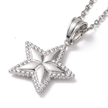 304 Stainless Steel Pentagram Pendant Necklace for Women, Stainless Steel Color, 19.69 inch(50cm)