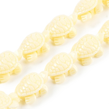 Synthetic Coral Carved Beads Strands, Dyed, Tortoise, Champagne Yellow, 15x12x6.5mm, Hole: 1.4mm, about 22pcs/strand, 12.01 inch(30.5cm)