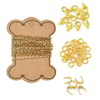 DIY Chain Bracelet Necklace Making Kit, Including 304 Stainless Steel Venetian Chains & Snap on Bails, Zinc Alloy Lobster Claw Clasps, Golden, Chain: 2M/set