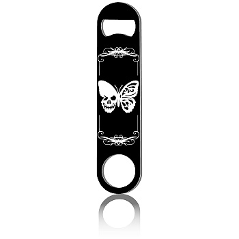 430 Stainless Steel Bottle Openers, Laser Cut, Rectangle, Butterfly, 178x40x2mm