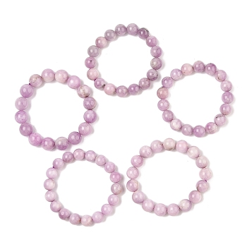 Natural Kunzite Stretch Beaded Bracelets, Round, 2 inch~2-1/8 inch(5.2~5.3cm), Bead: 11~13mm