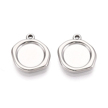 304 Stainless Steel Pendant Cabochon Settings, Nuggets, Stainless Steel Color, Tray: 11mm, 18x16.5x3mm, Hole: 1.2mm