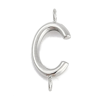 304 Stainless Steel Letter Connector Charms, Stainless Steel Color, Letter C, 12x5.5x2mm, Hole: 1.2mm