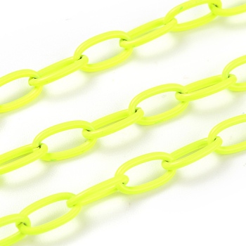 Spray Painted Brass Cable  Chains, with Spool, Unwelded, Yellow, 10x5x1mm, 32.8 Feet(10m)/roll