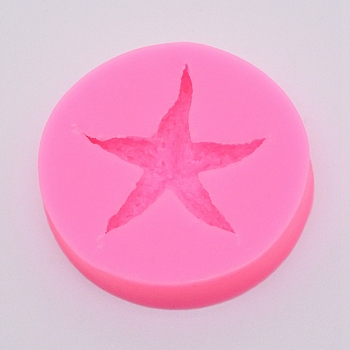 Ocean Series Starfish Shape Fondant Molds, Food Grade Silicone Molds, For DIY Cake Decoration, Chocolate, Candy, UV Resin & Epoxy Resin Craft Making, Hot Pink, 64.5x12.5mm, Inner Size: 46x46.5mm