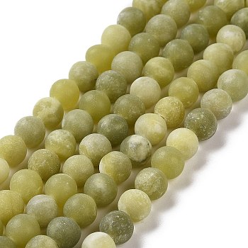 Round Frosted Natural TaiWan Jade Bead Strands, 6mm, Hole: 1mm, about 59~61pcs/strand, 15 inch