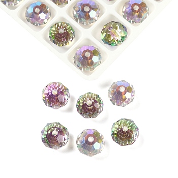 AB Color Plated Glass Beads, Faceted, Round, Plum, 8x5.5~6mm, Hole: 1.4~1.6mm, 336pcs/set