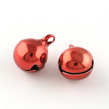 Vacuum Plating Brass Bell Charms Pendants, Red, 13x10mm, Hole: 1.5mm
