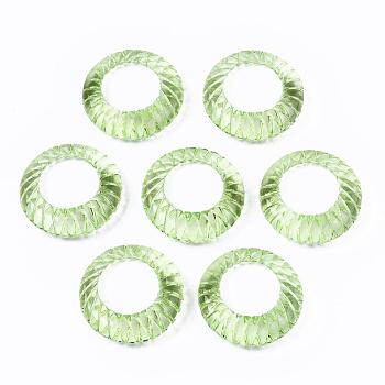 Transparent Acrylic Finger Rings, Textured, Lime Green, US Size 6 3/4(17.1mm)