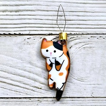 Cat Shaped Alloy Enamel Needle Threaders, Thread Guide Tools, with Iron Wire, Orange, 55x17.5x4mm