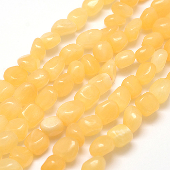 Natural Honey Jade Beads Strands, Nuggets, 7~9x7~9x3~8mm, Hole: 1mm, about 42~47pcs/strand, 15.7 inch(40cm)