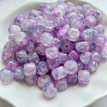 Transparent Crackle Glass Beads Strand, Column, Purple, 8x6mm, Hole: 1.6mm, about 20pcs/bag