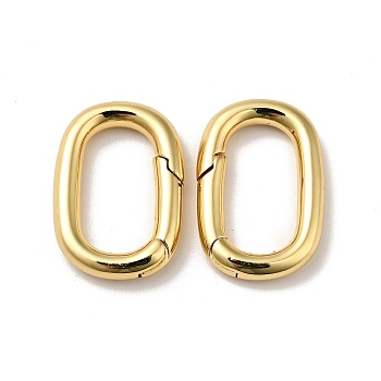 Brass Spring Gate Rings, Cadmium Free & Nickel Free & Lead Free, Oval, Real 18K Gold Plated, 7 Gauge, 23x15.5x3.5mm, Hole: 9x17mm