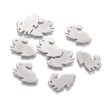 201 Stainless Steel Bunny Charms, Rabbit, Stainless Steel Color, 11.5x16x0.7mm, Hole: 1mm