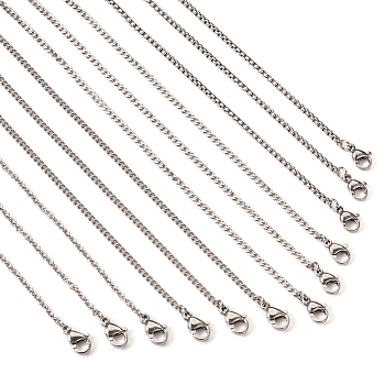 20Pcs 4 Style Titanium Steel Curb & Cable & Box Chain Necklaces Set for Men Women, Stainless Steel Color, 17.72~18.03 inch(45~45.8cm), 5Pcs/style