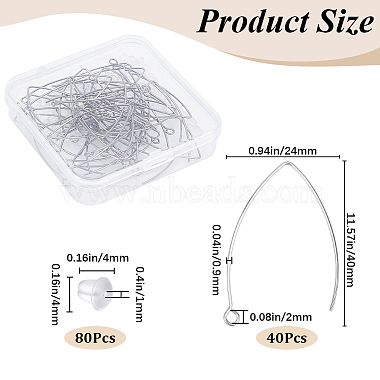 40 pièces 304 crochets de boucle d'oreille en acier inoxydable(STAS-SP0001-40P)-2